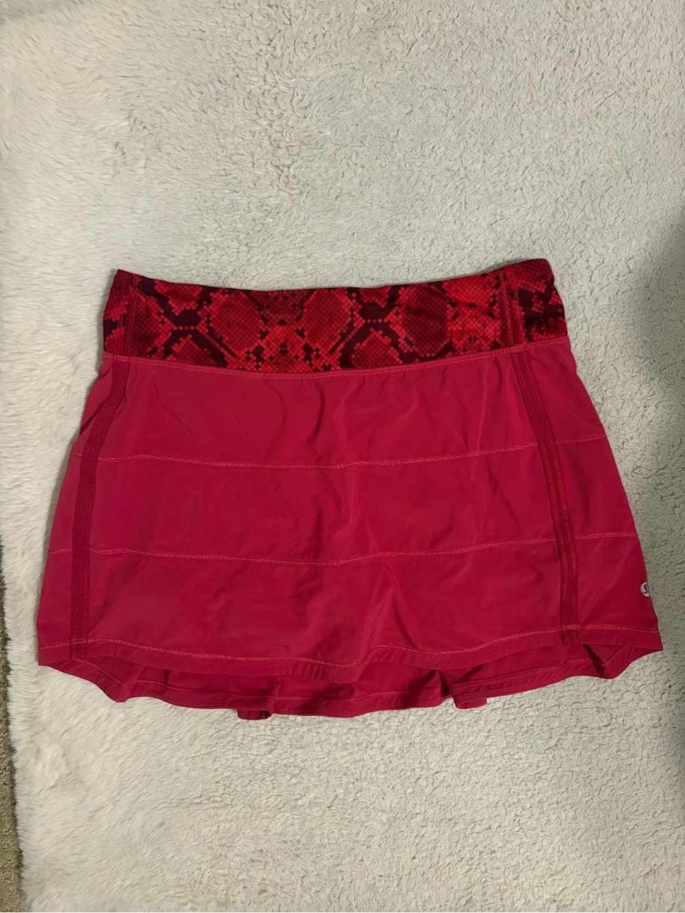 Lululemon Red Athletic Skirt with Snake-Print Waistband
